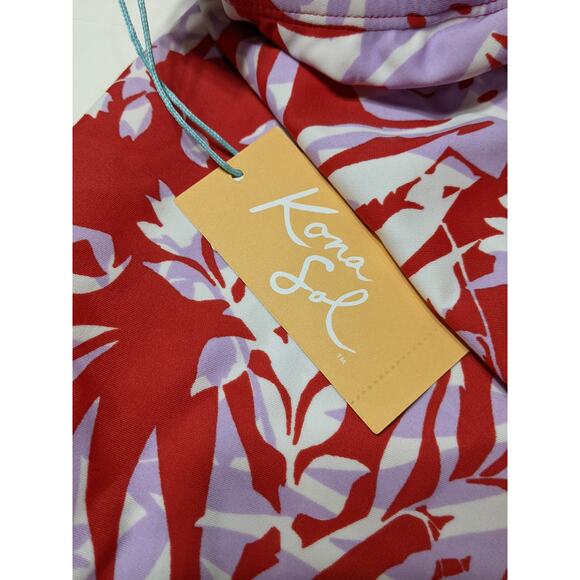 Kona Sol Tankini Swimsuit Bikini Sharkbite Hem Top Layered Leaf S Full Coverage - Picture 9 of 9